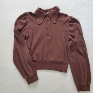 Vintage Brown Cropped Log Sleeve Shirt kids 10/12
